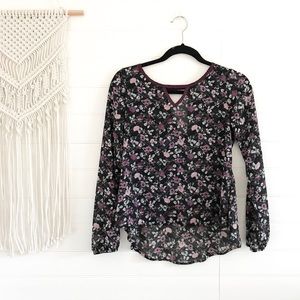 Purple Floral Long Sleeve Blouse